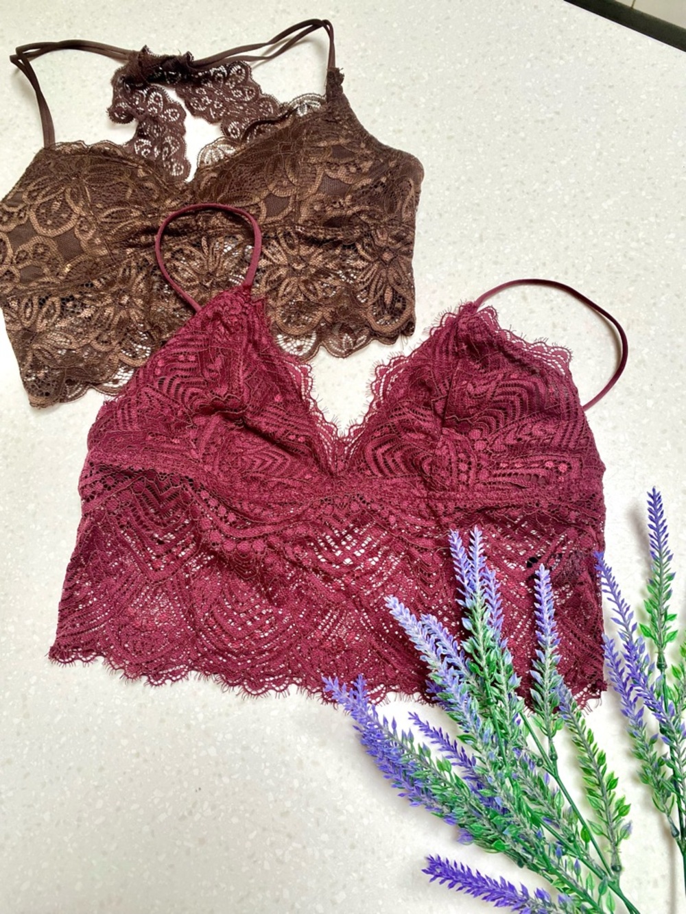2 Lace boho tank/Bralette set w shabby chic summer beach vibe
